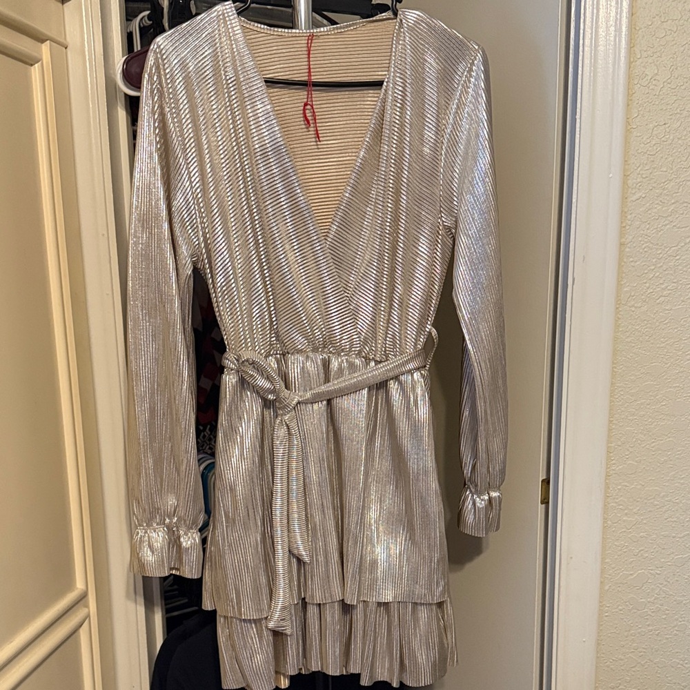 Silver Metallic Mini Dress